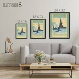 "Artery8 Statue of Liberty New York City Rachael R Elmer Framed Canvas Wall Art in Green - Size: W12"" x H16""" - thumbnail 4