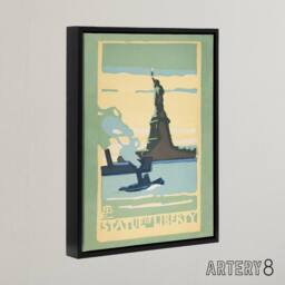 "Artery8 Statue of Liberty New York City Rachael R Elmer Framed Canvas Wall Art in Green - Size: W12"" x H16""" - thumbnail 2