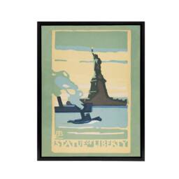 "Artery8 Statue of Liberty New York City Rachael R Elmer Framed Canvas Wall Art in Green - Size: W12"" x H16""" - thumbnail 1
