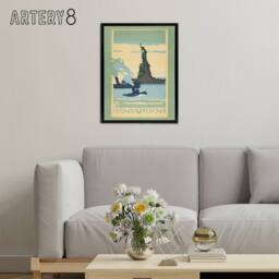 "Artery8 Statue of Liberty New York City Rachael R Elmer Framed Canvas Wall Art in Green - Size: W12"" x H16""" - thumbnail 3