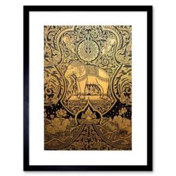 "Artery8 Painting Ornate Eastern Indian Elephant 12x16"" Framed Wall Art in Gold - Size: W12"" x H16""" - thumbnail 1