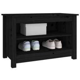 Berkfield Home Shoe Bench Black 70x38x45.5 cm Solid Wood Pine - thumbnail 5