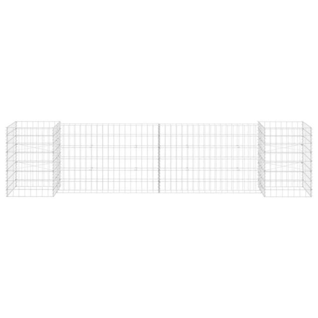 Berkfield Home H-Shaped Gabion Planter Steel Wire 260x40x60 cm in Silver - Size: 260 x 40 x 60 cm