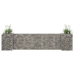 Berkfield Home H-Shaped Gabion Planter Steel Wire 260x40x60 cm in Silver - Size: 260 x 40 x 60 cm - thumbnail 2