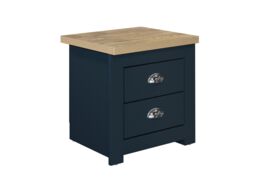 Birlea Highgate 2 Drawer Bedside Navy Blue & Oak - thumbnail 3