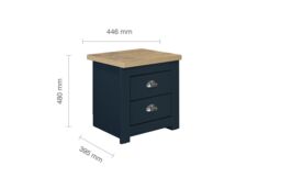 Birlea Highgate 2 Drawer Bedside Navy Blue & Oak - thumbnail 6