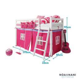 Nöa and Nani Ontario Cabin Bed Midsleeper Shorty with Pink Tent in White - thumbnail 2