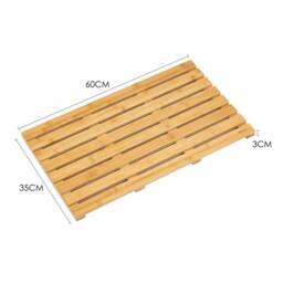 VOGREX BAMBOO BOARD WOODEN NATURAL WOOD BATHROOM RECTANGULAR SHOWER BATH MAT in Brown - thumbnail 2