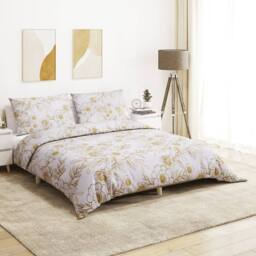 Berkfield Home Elegant Duvet Cover Set White & Brown 155x220 cm Cotton - thumbnail 2