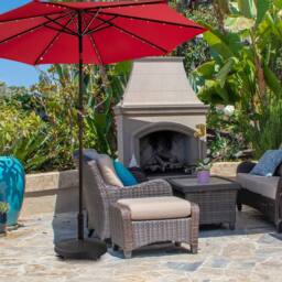 Costway 24KG Round Resin Umbrella Base Rattan Designed Outdoor Umbrella Stand in Black - thumbnail 3