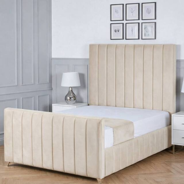 Living Comfort Bedz Zenith Upholstered Gas Lift Storage Bed with 48 Inch Headboard in Cream - Size: King - image 1