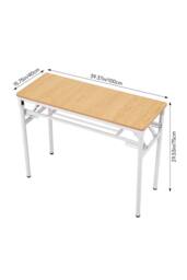Living and Home Foldable 100 x 40cm 2-tier Office Desk with Adjustable Foot Pads in Light Brown - Size: 100 x 40 cm - thumbnail 2