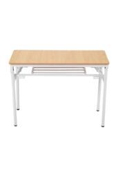 Living and Home Foldable 100 x 40cm 2-tier Office Desk with Adjustable Foot Pads in Light Brown - Size: 100 x 40 cm - thumbnail 3