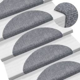 Berkfield Home 15 Self-adhesive Stair Mats Needle Punch 56x17x3 cm Light Grey - Size: Medium - thumbnail 1