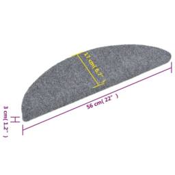 Berkfield Home 15 Self-adhesive Stair Mats Needle Punch 56x17x3 cm Light Grey - Size: Medium - thumbnail 8