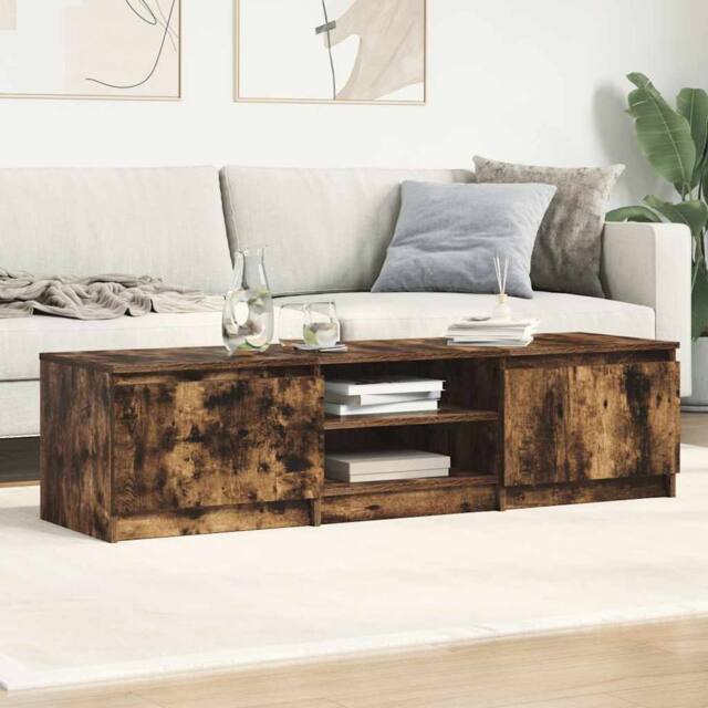 Berkfield Home TV Cabinet Smoked Oak 140x40x35.5 cm Engineered Wood in Brown - image 1