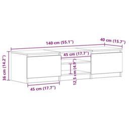 Berkfield Home TV Cabinet Smoked Oak 140x40x35.5 cm Engineered Wood in Brown - thumbnail 9