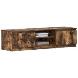Berkfield Home TV Cabinet Smoked Oak 140x40x35.5 cm Engineered Wood in Brown - thumbnail 4