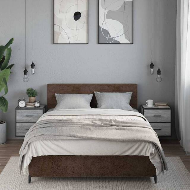 Berkfield Home Durable Wall-mounted Bedside Cabinets 2 pcs Grey Sonoma 40x31x39.5 cm - image 1