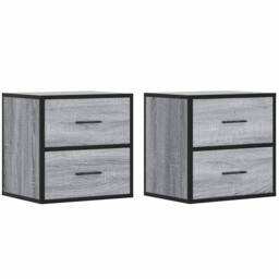 Berkfield Home Durable Wall-mounted Bedside Cabinets 2 pcs Grey Sonoma 40x31x39.5 cm - thumbnail 3