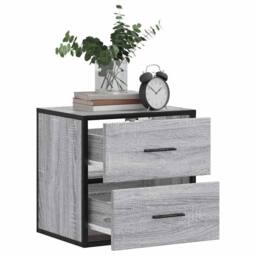 Berkfield Home Durable Wall-mounted Bedside Cabinets 2 pcs Grey Sonoma 40x31x39.5 cm - thumbnail 4