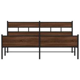 Berkfield Home Metal Bed Frame without Mattress Brown Oak 200x200 cm - thumbnail 4
