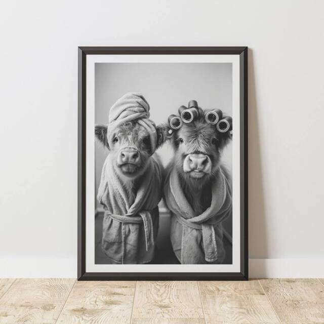60 SECOND MAKEOVER Highland Cow Couple Quirky Animal Print - Size: A4 - image 1