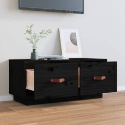 Berkfield Home TV Cabinet Black 80x34x35 cm Solid Wood Pine - Size: 80 x 34 x 35 cm