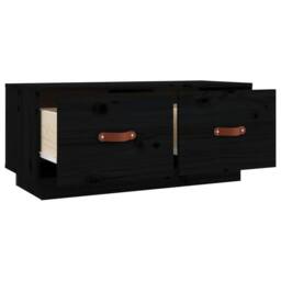Berkfield Home TV Cabinet Black 80x34x35 cm Solid Wood Pine - Size: 80 x 34 x 35 cm - thumbnail 6