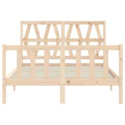 Berkfield Home Bed Frame with Headboard 140x190 cm Solid Wood in Natural - thumbnail 6