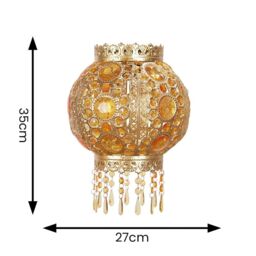 ValueLights Bazaar Moroccan Jewelled Gold Easy Fit Ceiling Lamp Shade with Bulb in Metallic Gold - thumbnail 8