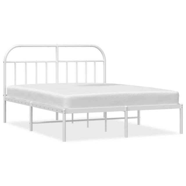 Berkfield Home Metal Bed Frame with Headboard White 183x213 cm - image 1