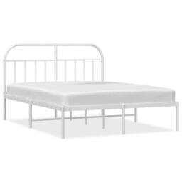Berkfield Home Metal Bed Frame with Headboard White 183x213 cm - thumbnail 1