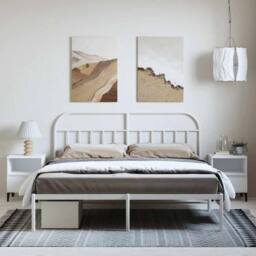 Berkfield Home Metal Bed Frame with Headboard White 183x213 cm - thumbnail 4