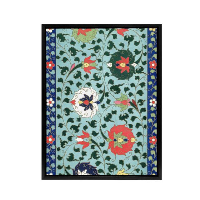 "Artery8 Owen Jones Vibrant Chinese Floral Pattern Framed Canvas Wall Art Print - Size: W12"" x H16""" - image 1