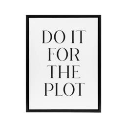 "Artery8 Do It For The Plot Black & White Funny Cheeky Framed Canvas Art - Size: W12"" x H16""" - thumbnail 1