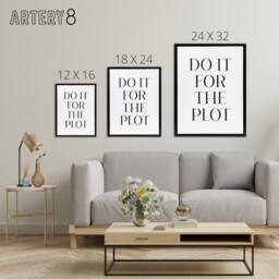 "Artery8 Do It For The Plot Black & White Funny Cheeky Framed Canvas Art - Size: W12"" x H16""" - thumbnail 4