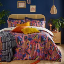 Furn Eivissa Abstract Duvet Cover Set in Magenta - Size: Double