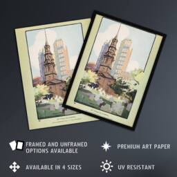 Artery8 St Pauls Chapel Cityscape Rachael R Elmer Framed Wall Art Print in Green - Size: A4 - thumbnail 2