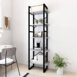 Berkfield Home Modern 5-Tier Book Cabinet Concrete Grey 60x30x175 cm Engineered Wood - Size: 60 x 30 x 175 cm - thumbnail 2