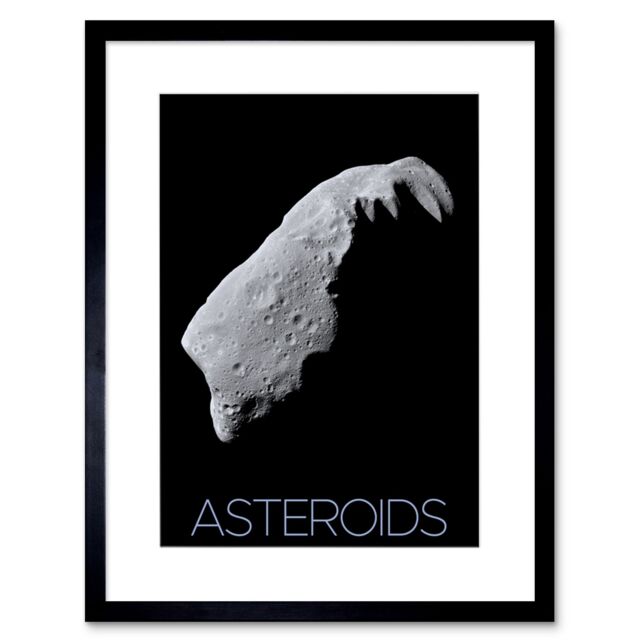 "Artery8 Wall Art Print NASA Asteroid 243 Ida Space Poster Artwork Framed 9X7 Inch in Black - Size: W7"" x H9""" - image 1