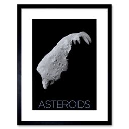 "Artery8 Wall Art Print NASA Asteroid 243 Ida Space Poster Artwork Framed 9X7 Inch in Black - Size: W7"" x H9""" - thumbnail 1