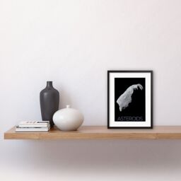 "Artery8 Wall Art Print NASA Asteroid 243 Ida Space Poster Artwork Framed 9X7 Inch in Black - Size: W7"" x H9""" - thumbnail 2