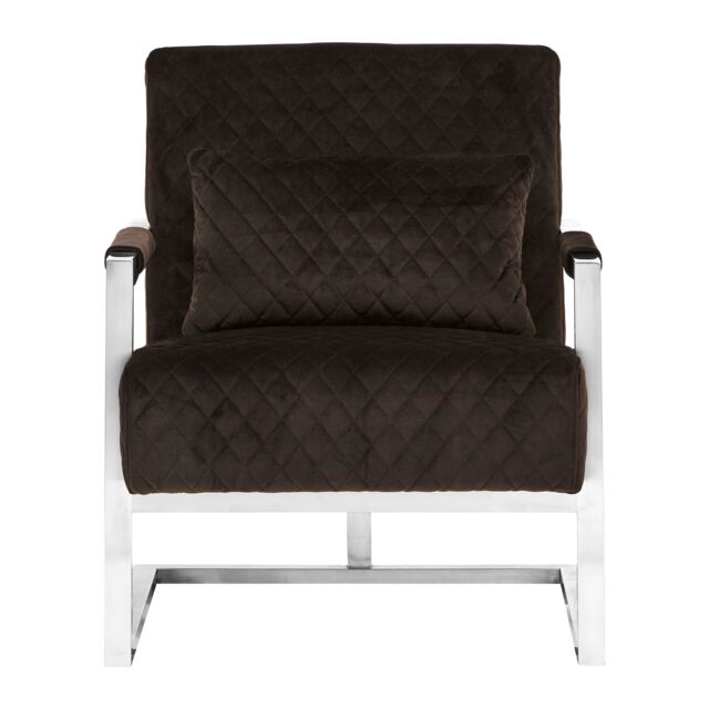 Orsina Luxe Black Velvet Armchair with Chrome Frame, Quilted Accent Lounge Chair for Living Room - image 1