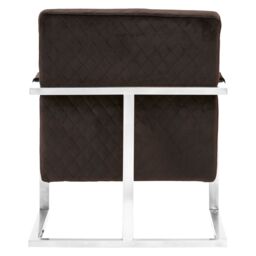 Orsina Luxe Black Velvet Armchair with Chrome Frame, Quilted Accent Lounge Chair for Living Room - thumbnail 2