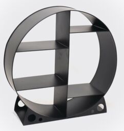 Inspirational Gifting Steel Round Log Store & Shelves Metal Log Holder Log Storage in Black - thumbnail 3