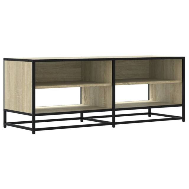 Berkfield Home TV Cabinet Sonoma Oak 120.5x40x46 cm Engineered Wood & Metal in Light Brown - image 1