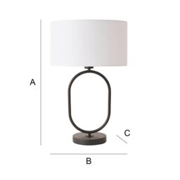 ValueLights Antonia Fabric Drum Lamp Shade Matte Black Oval Table Lamp in White - thumbnail 7