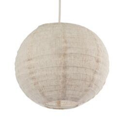 Happy Homewares Chic Natural Linen Fabric Oatmeal Spherical Pendant Lighting Shade in Taupe - Size: 12 inches - thumbnail 4
