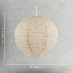 Happy Homewares Chic Natural Linen Fabric Oatmeal Spherical Pendant Lighting Shade in Taupe - Size: 12 inches - thumbnail 6